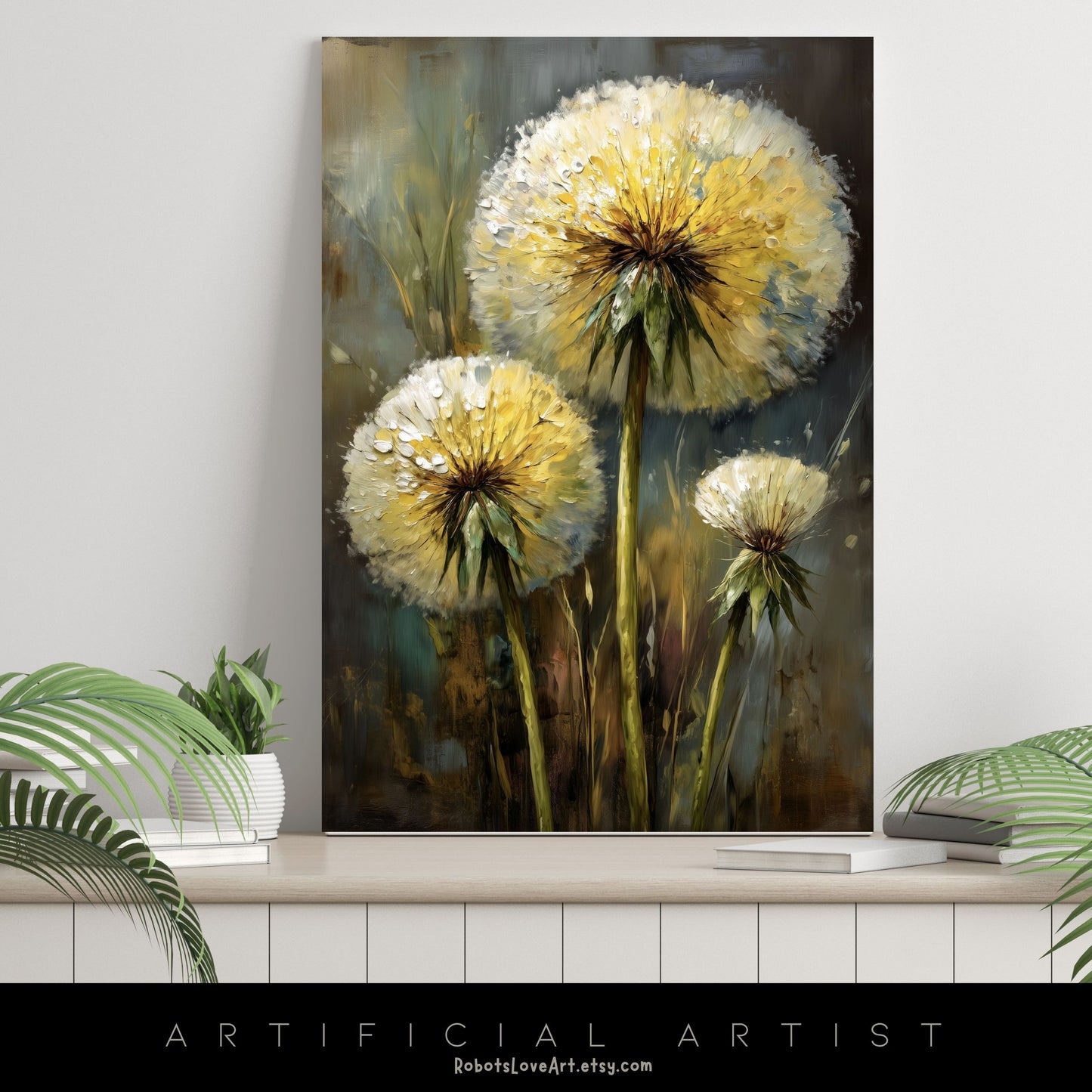 Wild Country Dandelion Portrait | Instant Download | Digital AI Art | Homestead Decor