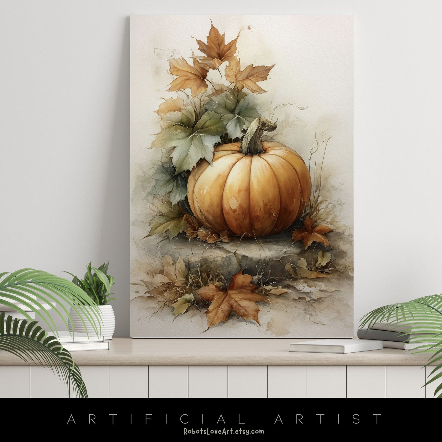 Beautiful Fall Pumpkin Art| Instant Download | Digital AI Art | Halloween Decor