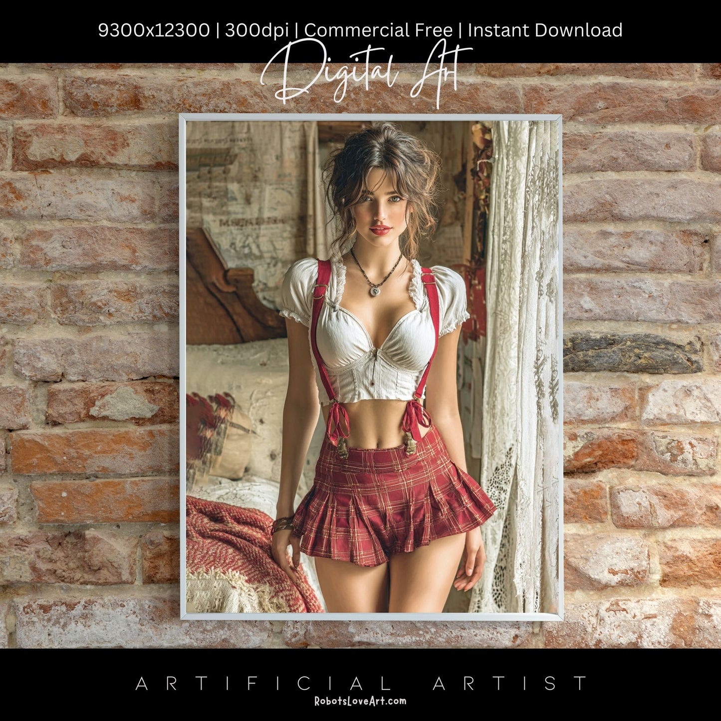 Sexy College Uniform | Instant Download | Fantasy Digital AI Art | Hot Girl