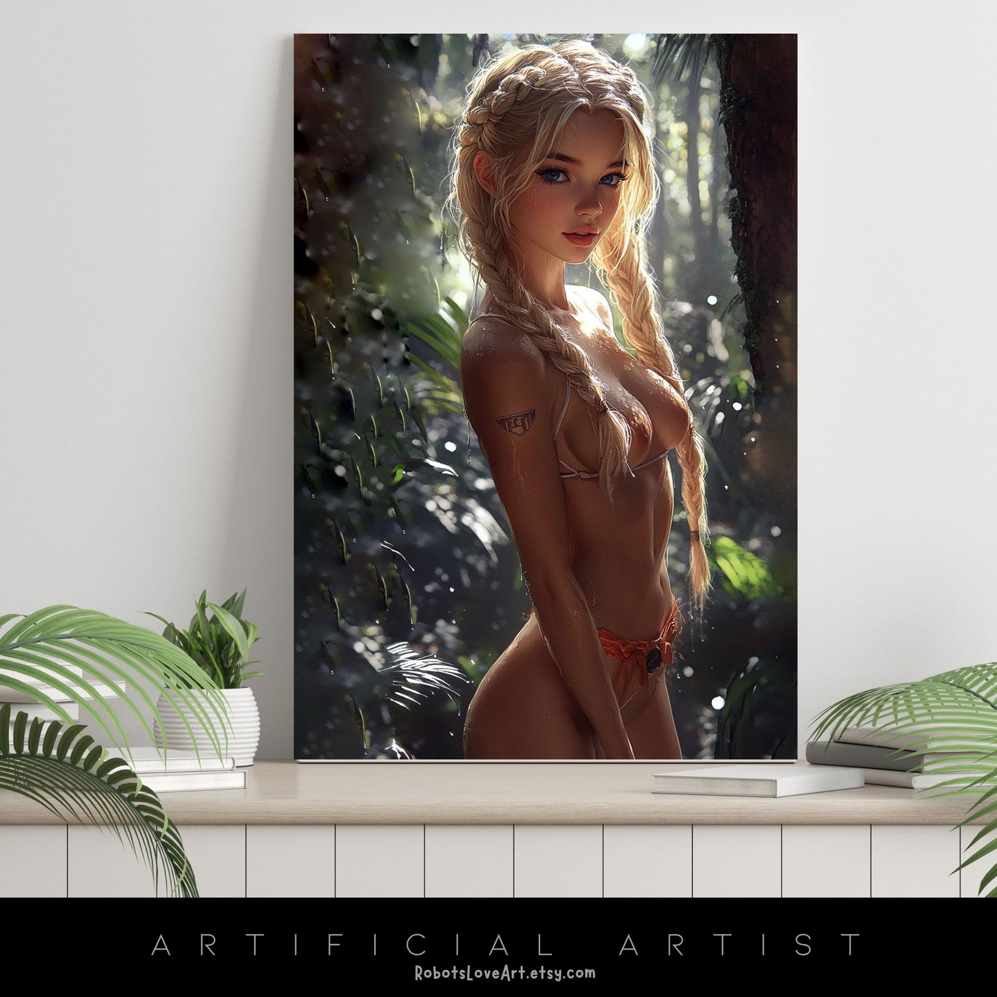 Hot Topless Blonde | Instant Download | Fantasy Digital AI Art | Pinup Girl