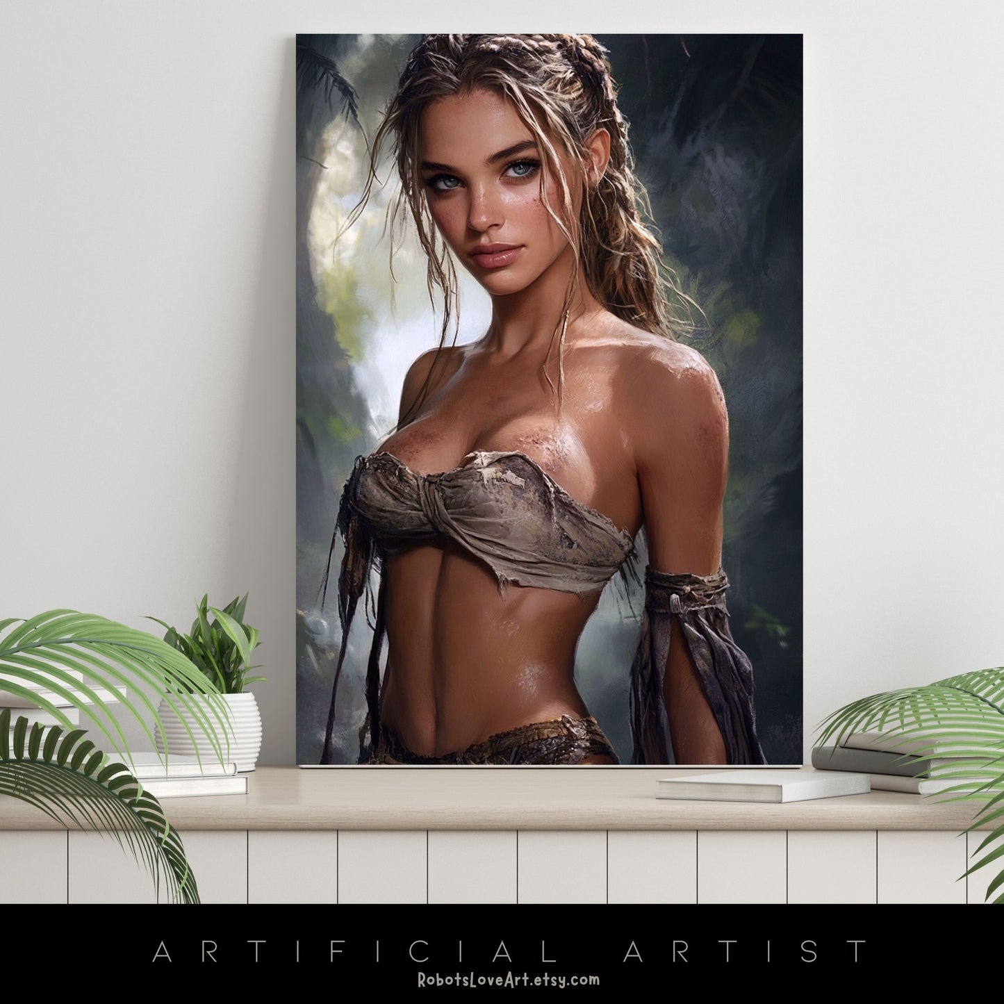 Babe in the Jngle | Instant Download | Fantasy Digital AI Art | Hot Girl