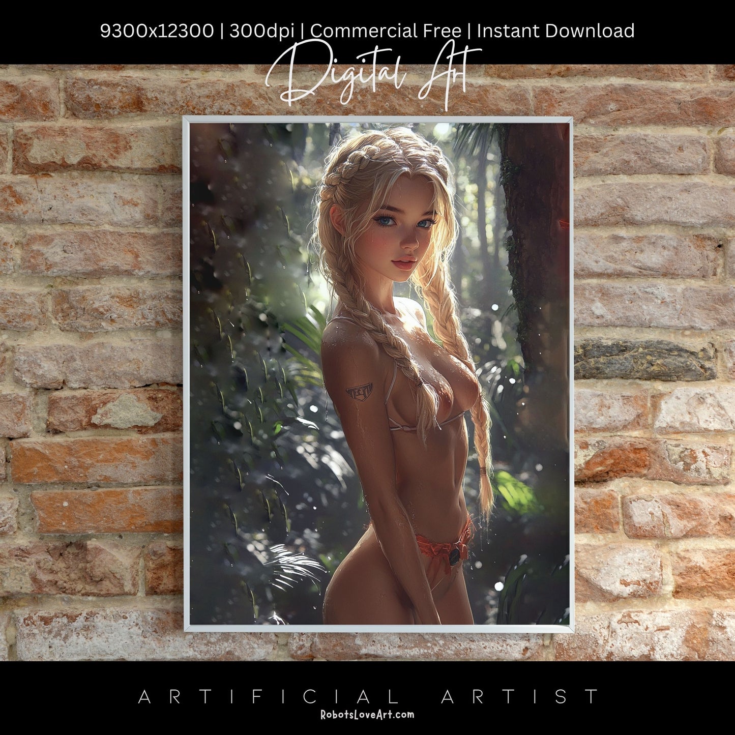 Hot Topless Blonde | Instant Download | Fantasy Digital AI Art | Pinup Girl