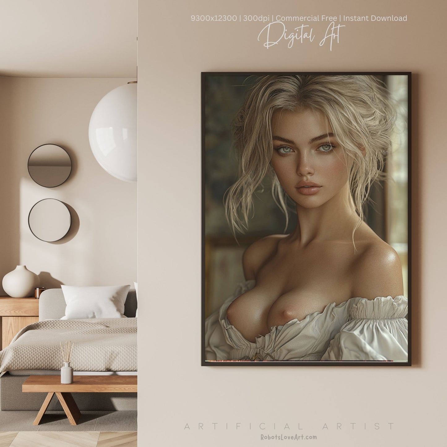 Topless Blonde Beauty | Sexy Babe | Instant Download | Digital AI Art