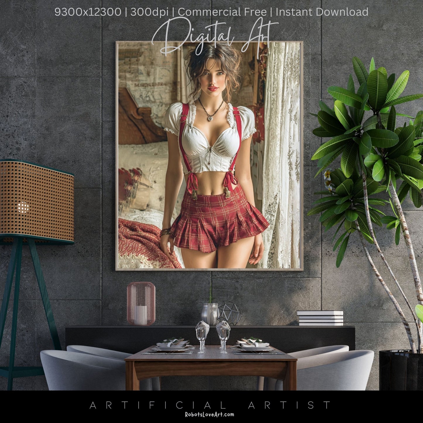 Sexy College Uniform | Instant Download | Fantasy Digital AI Art | Hot Girl