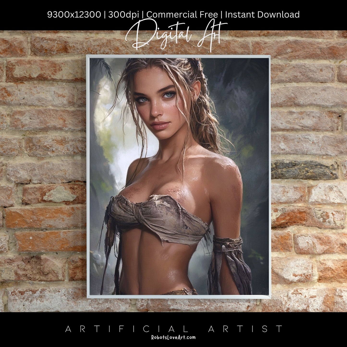 Babe in the Jngle | Instant Download | Fantasy Digital AI Art | Hot Girl