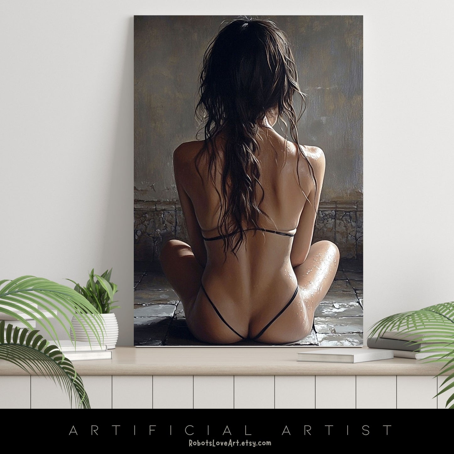 Sexy Hot Naked Yoga | Instant Download | Fantasy Digital AI Art | LGBT Artwork