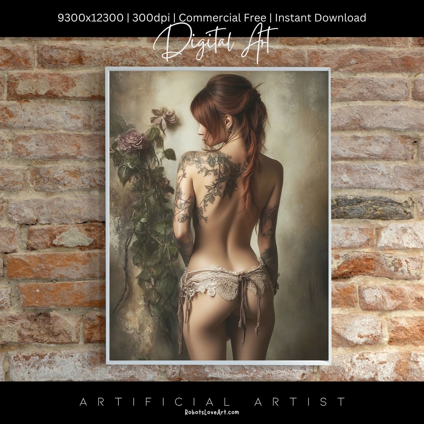 From Behind Pinup Calendar | Instant Download | Fantasy Digital AI Art | Sexy Lace