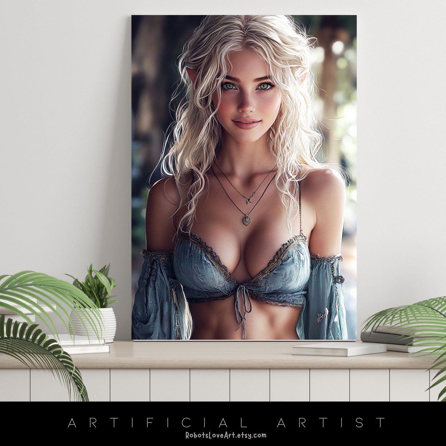 Pretty Blonde Elf | Instant Download | Fantasy Digital AI Art