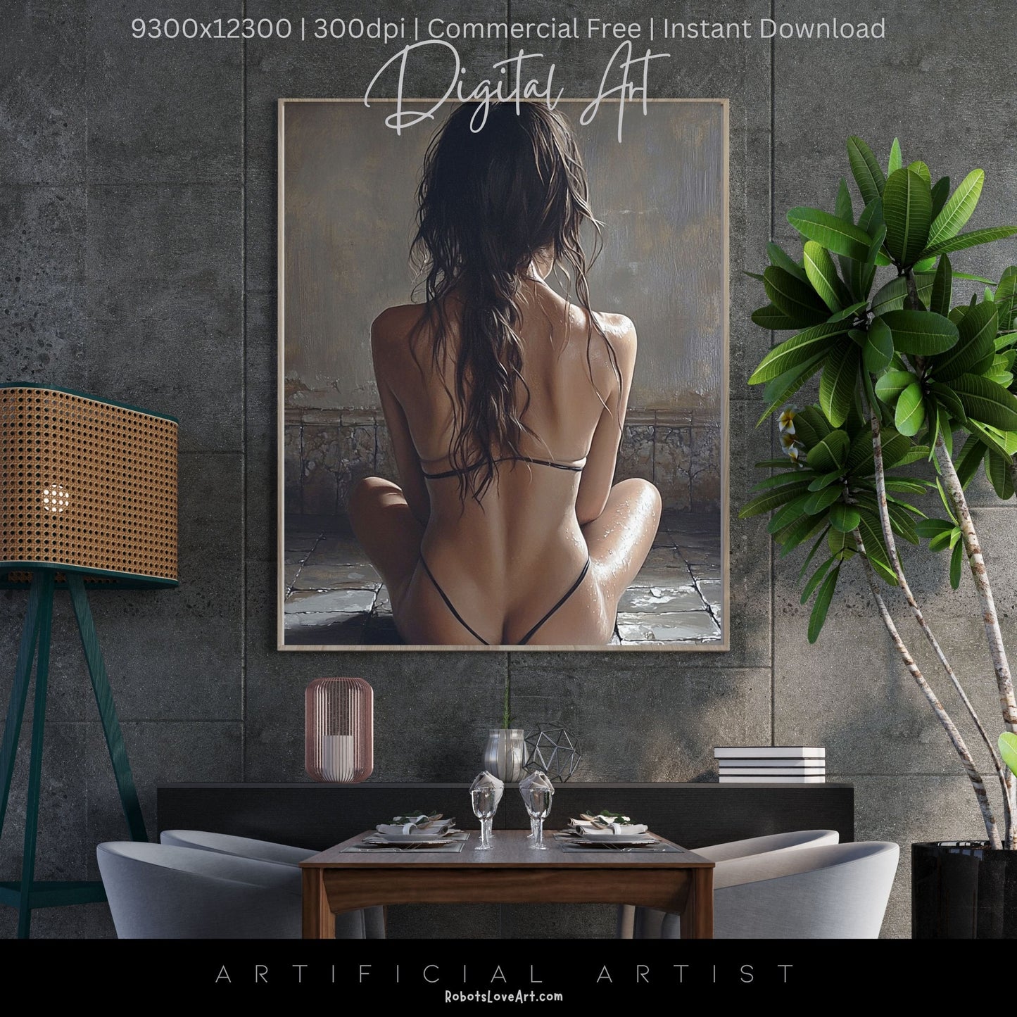 Sexy Hot Naked Yoga | Instant Download | Fantasy Digital AI Art | LGBT Artwork