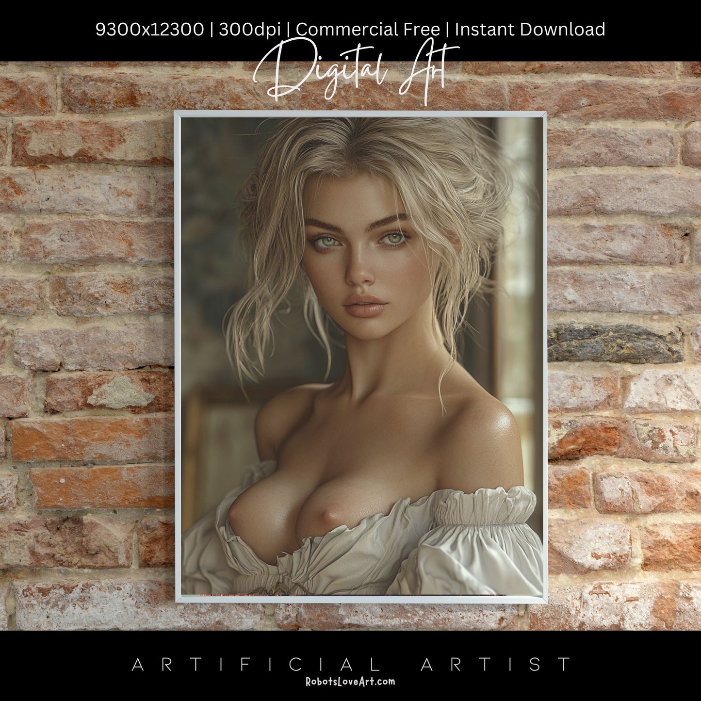Topless Blonde Beauty | Sexy Babe | Instant Download | Digital AI Art