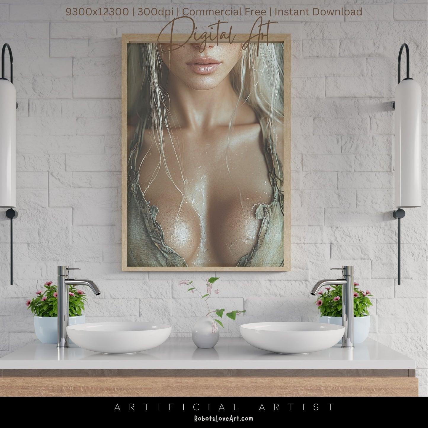 Blonde Bombshell Loincloth Cleavage | Instant Download | Fantasy Digital AI Art | LGBT Artwork (Copy)