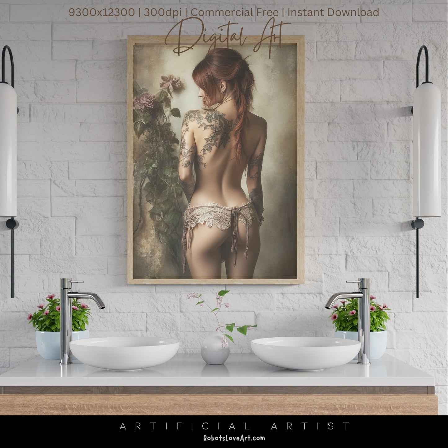 From Behind Pinup Calendar | Instant Download | Fantasy Digital AI Art | Sexy Lace