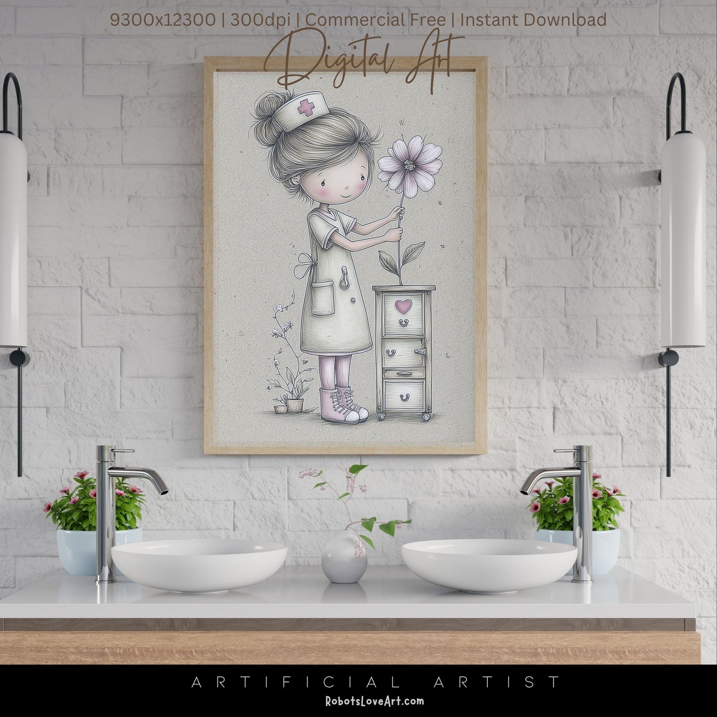 The Little Nurse | Instant Download | Digital AI Art | Registered Nurse Love