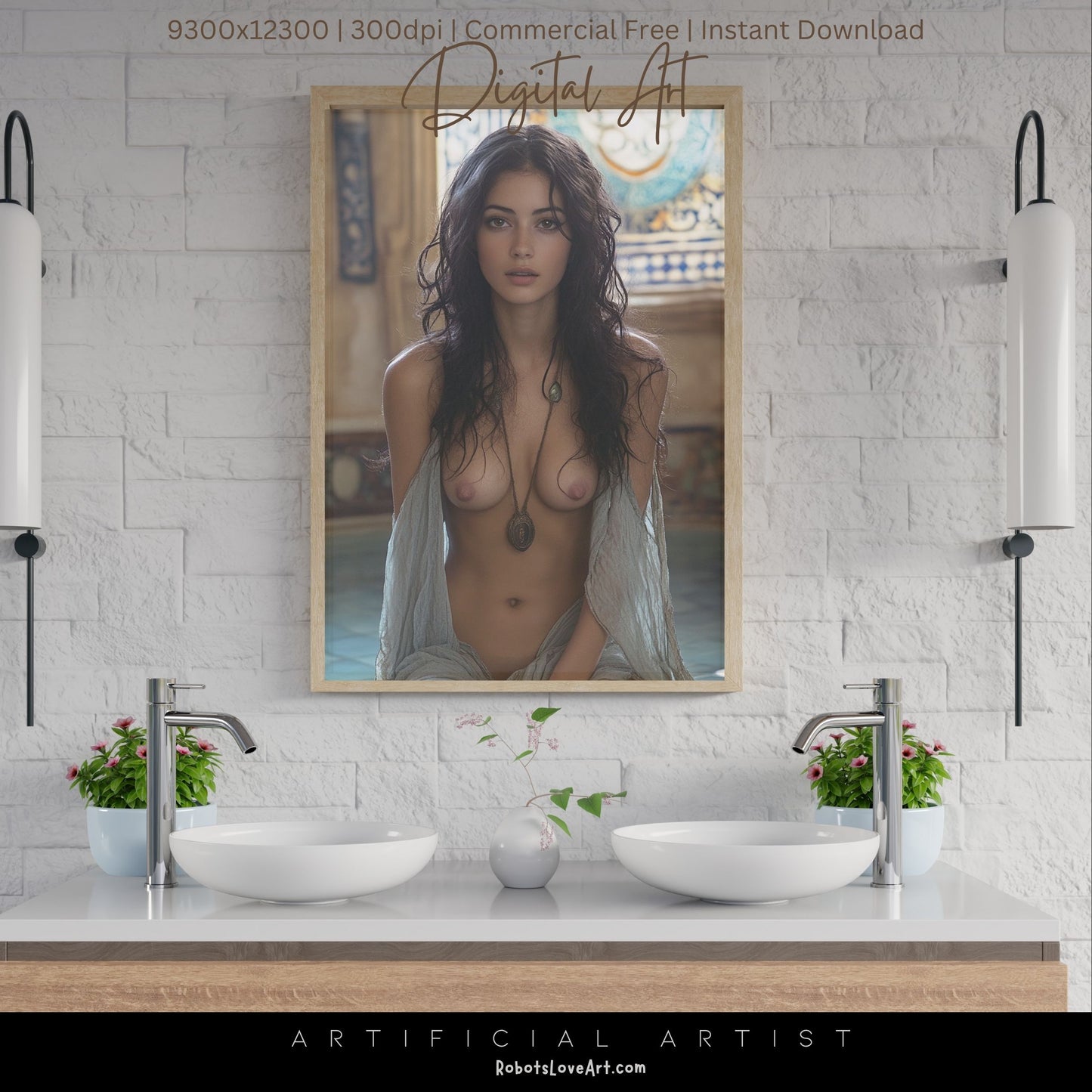 Topless Amulet| Sexy Babe | Instant Download | Digital AI Art