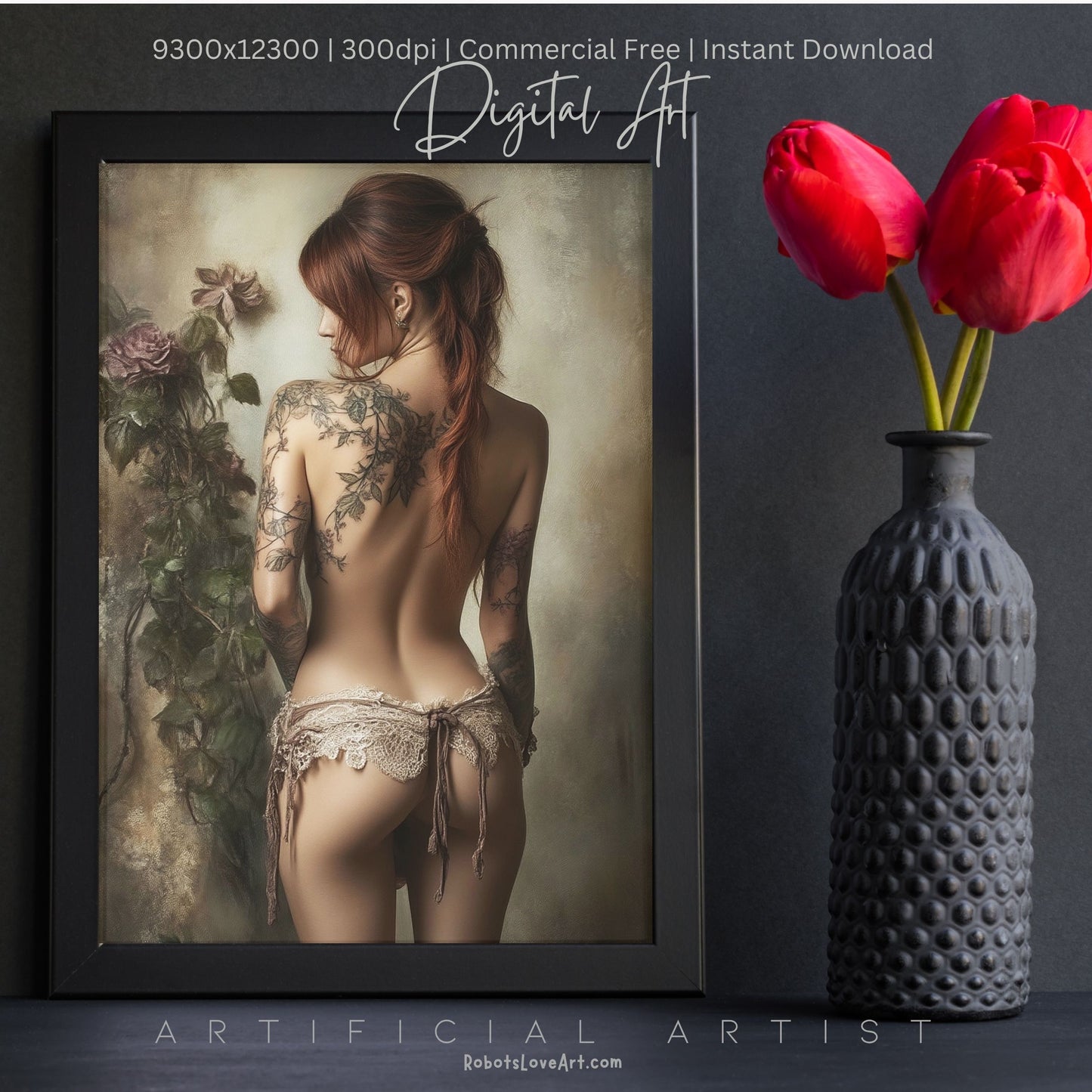 From Behind Pinup Calendar | Instant Download | Fantasy Digital AI Art | Sexy Lace