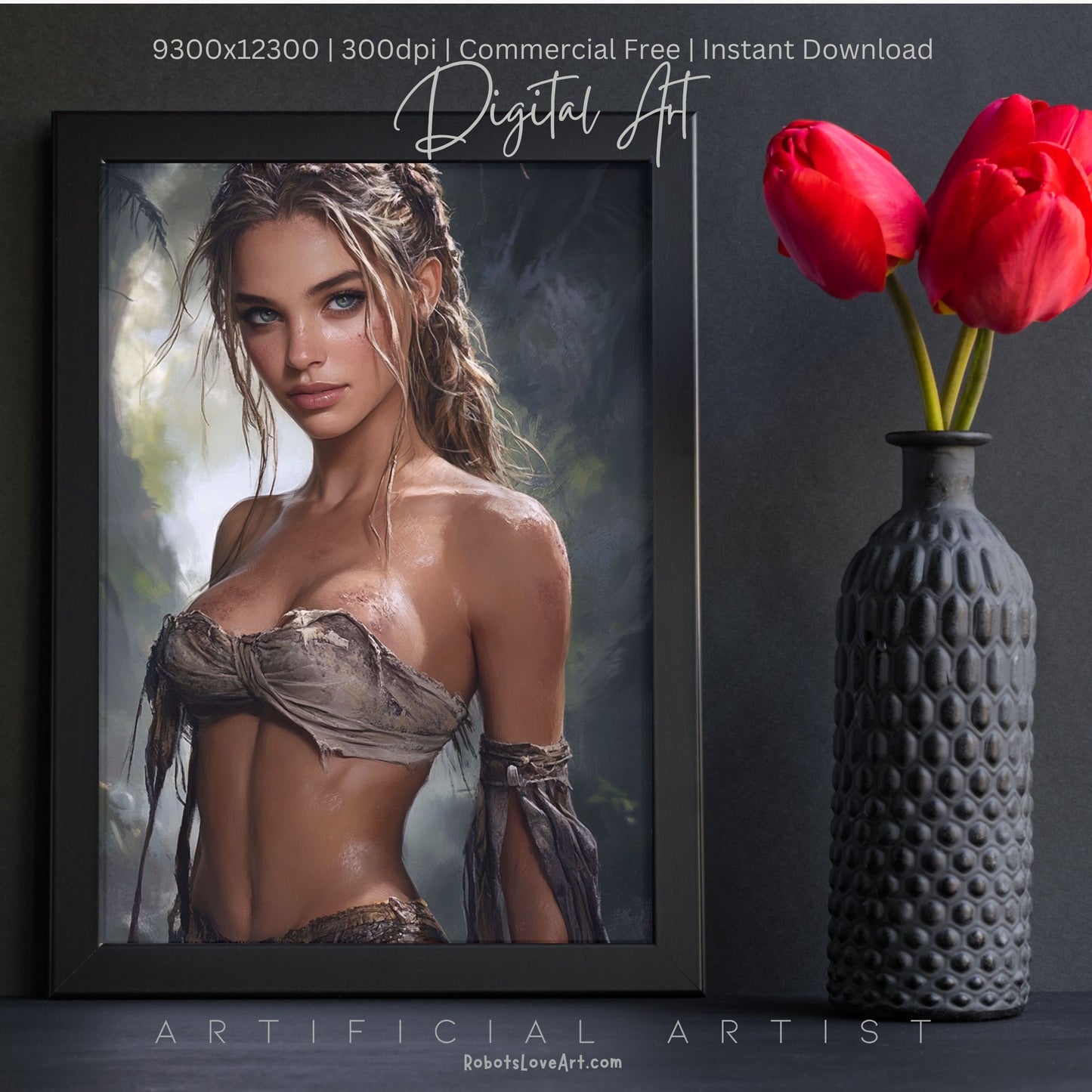 Babe in the Jngle | Instant Download | Fantasy Digital AI Art | Hot Girl