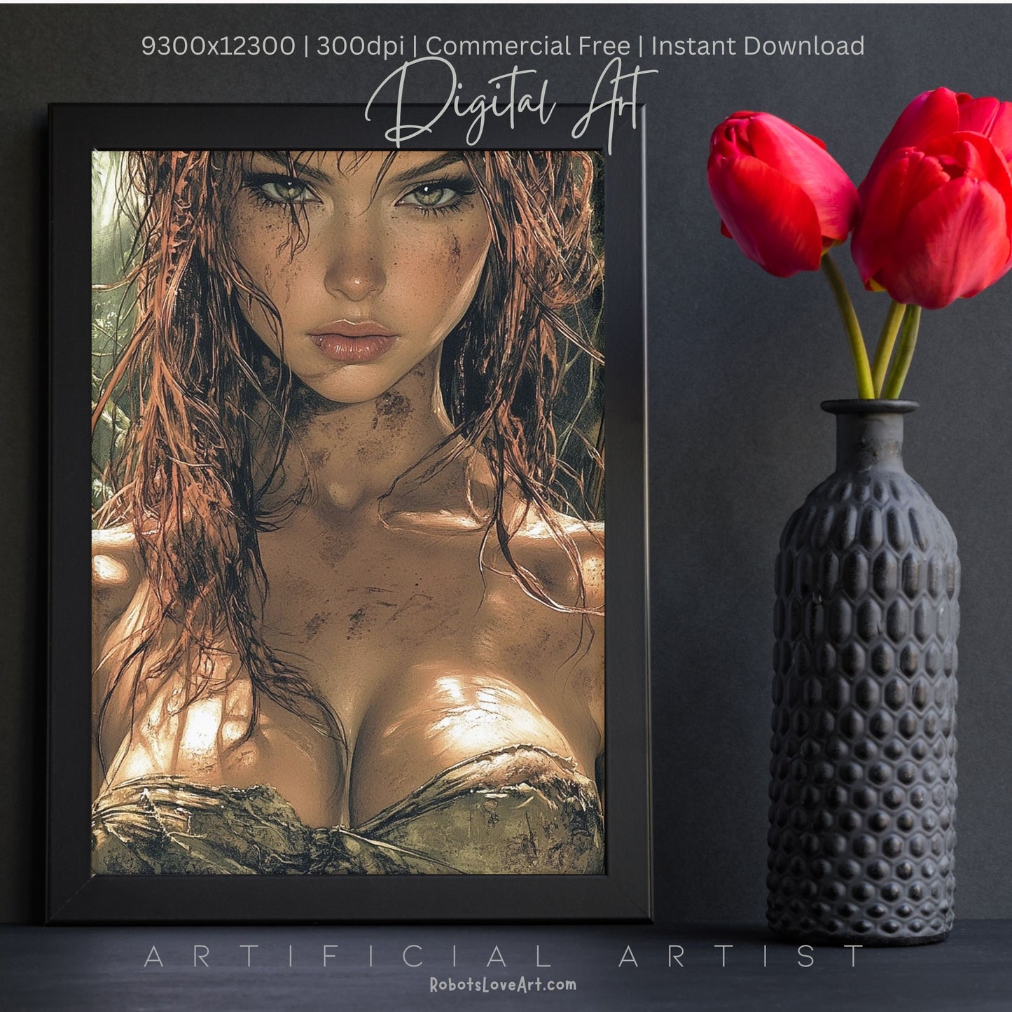 Sexy Dirty Girl | Instant Download | Fantasy Digital AI Art | Ready to Work Hot Chick
