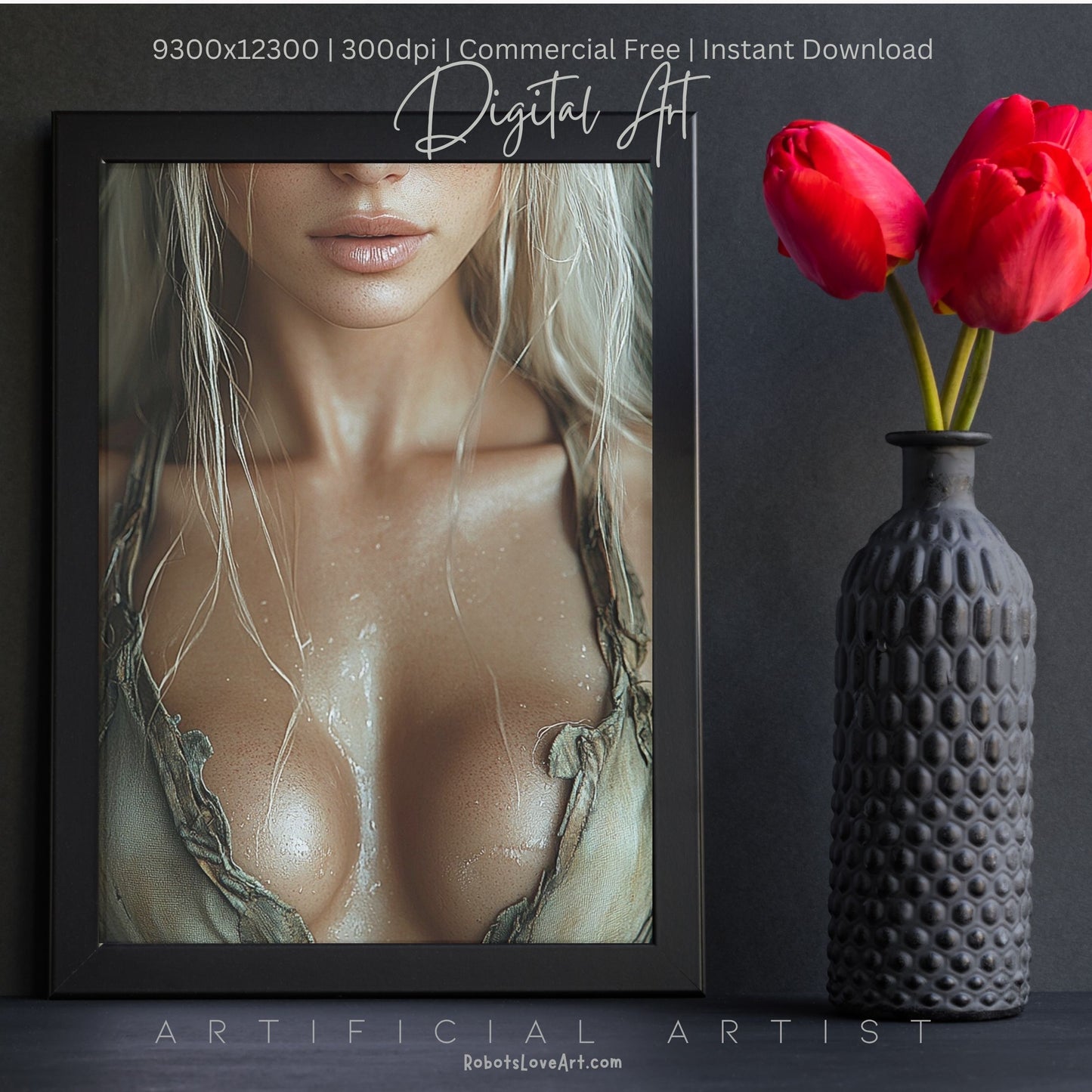 Blonde Bombshell Loincloth Cleavage | Instant Download | Fantasy Digital AI Art | LGBT Artwork (Copy)