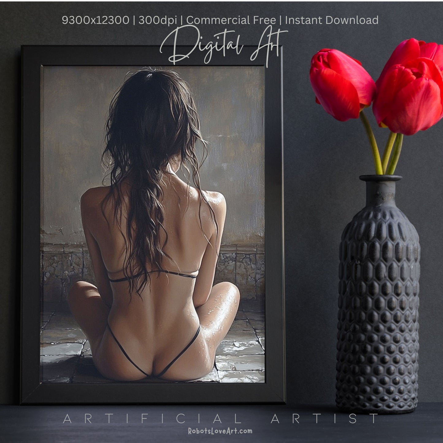 Sexy Hot Naked Yoga | Instant Download | Fantasy Digital AI Art | LGBT Artwork