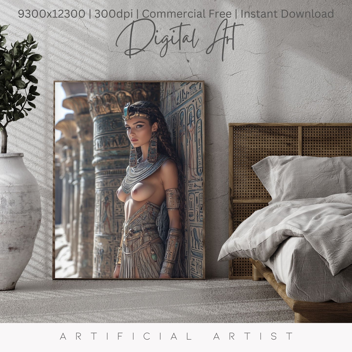 Beautiful Egyptian Goddess | Topless | Instant Download | Digital AI Art