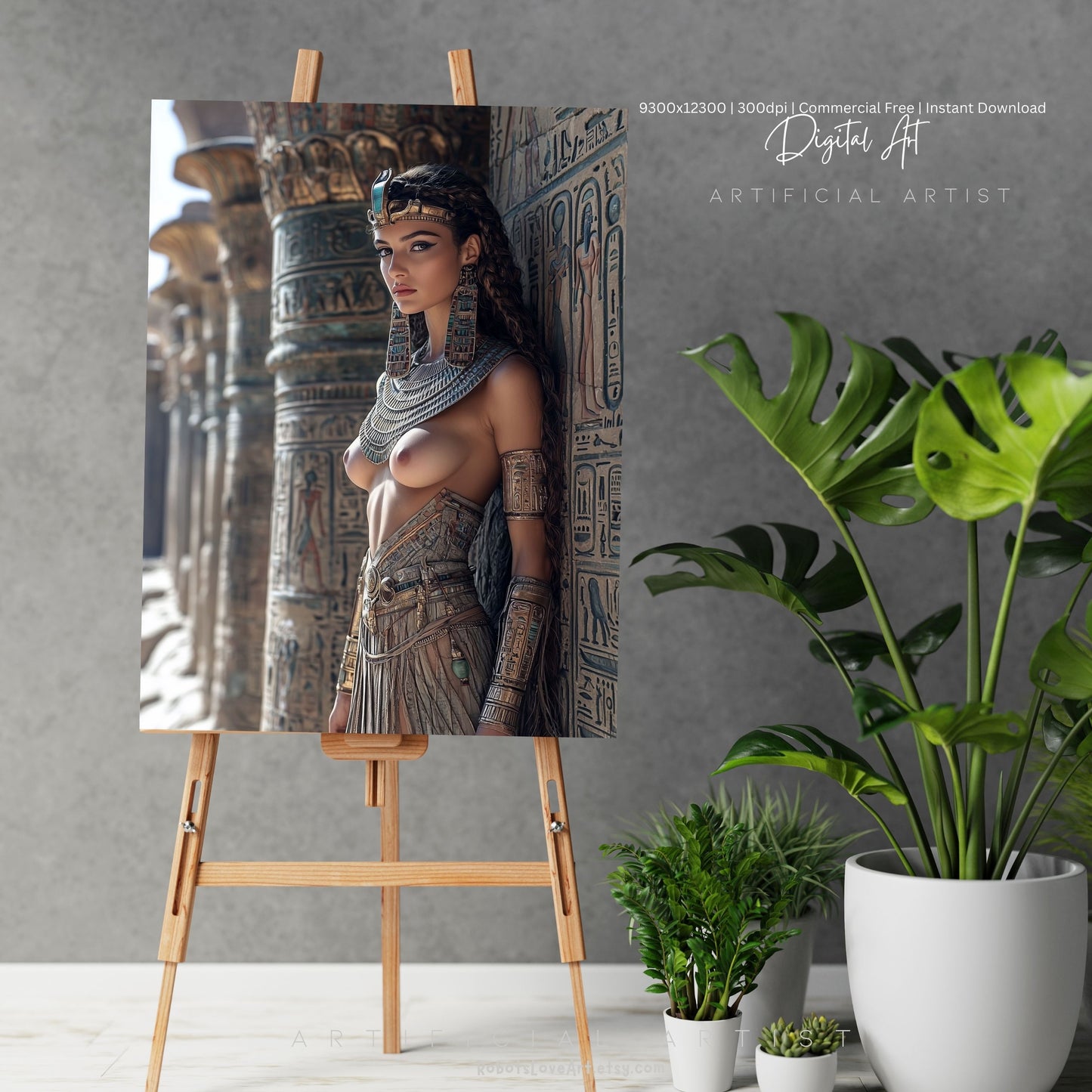 Beautiful Egyptian Goddess | Topless | Instant Download | Digital AI Art