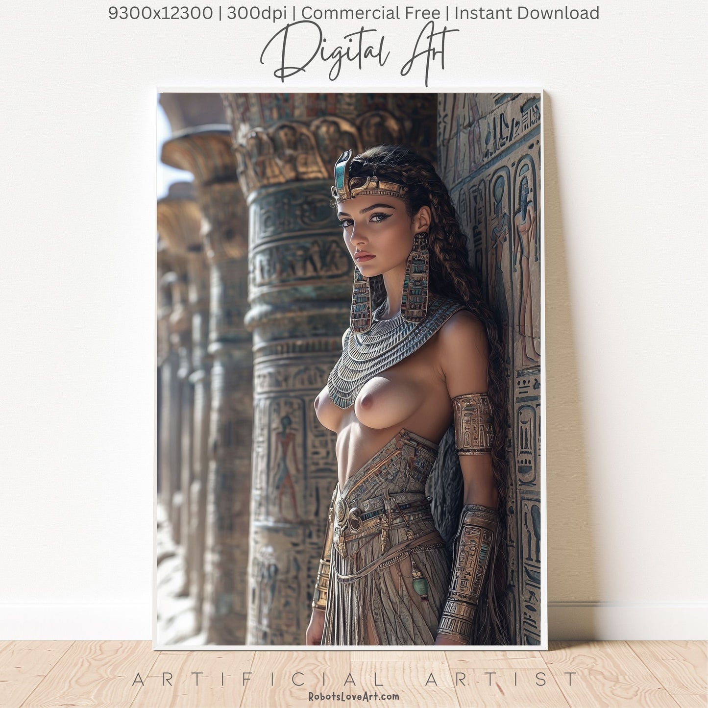 Beautiful Egyptian Goddess | Topless | Instant Download | Digital AI Art
