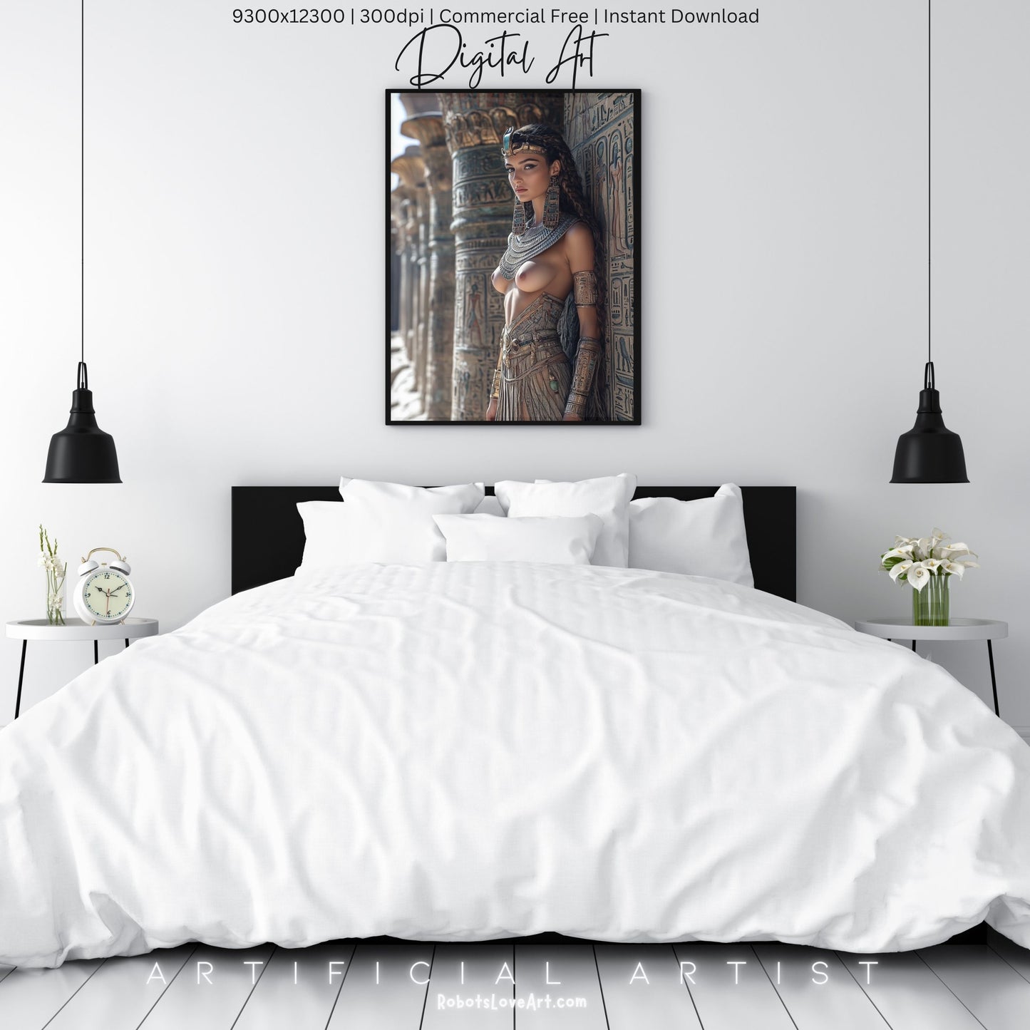 Beautiful Egyptian Goddess | Topless | Instant Download | Digital AI Art