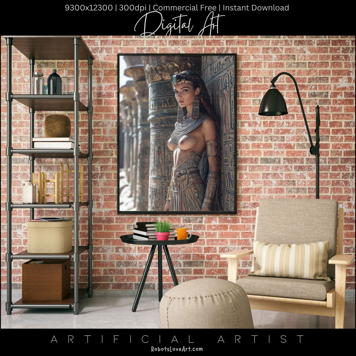 Beautiful Egyptian Goddess | Topless | Instant Download | Digital AI Art