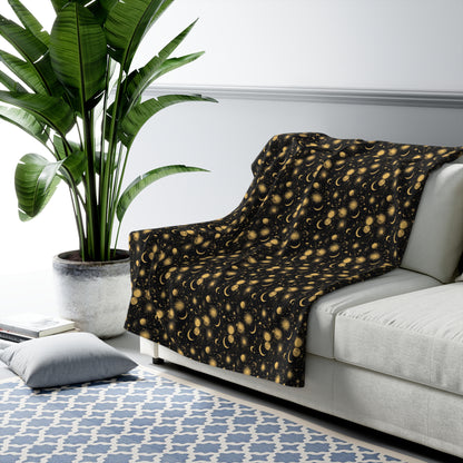 Cozy Sherpa Fleece Blanket, Starry Nights Throw, Perfect for Gifts, Home Decor, Warm Comfort for Any Season