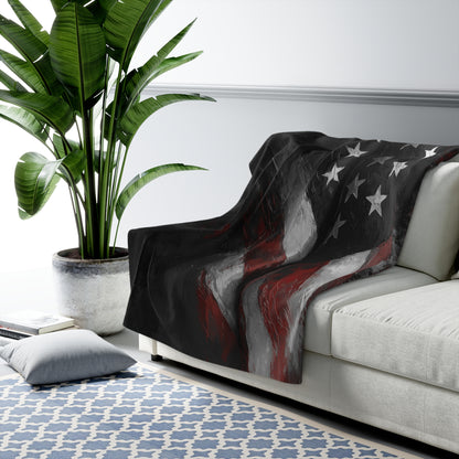 American Flag Sherpa Blanket, Cozy Fleece Throw for Veterans, Patriotic Home Decor, Perfect Gift for Holidays