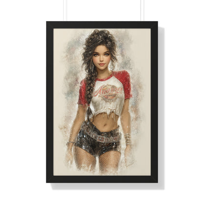 Vertical Poster - Hot Babe in Short Tshirt and Booty Shorts