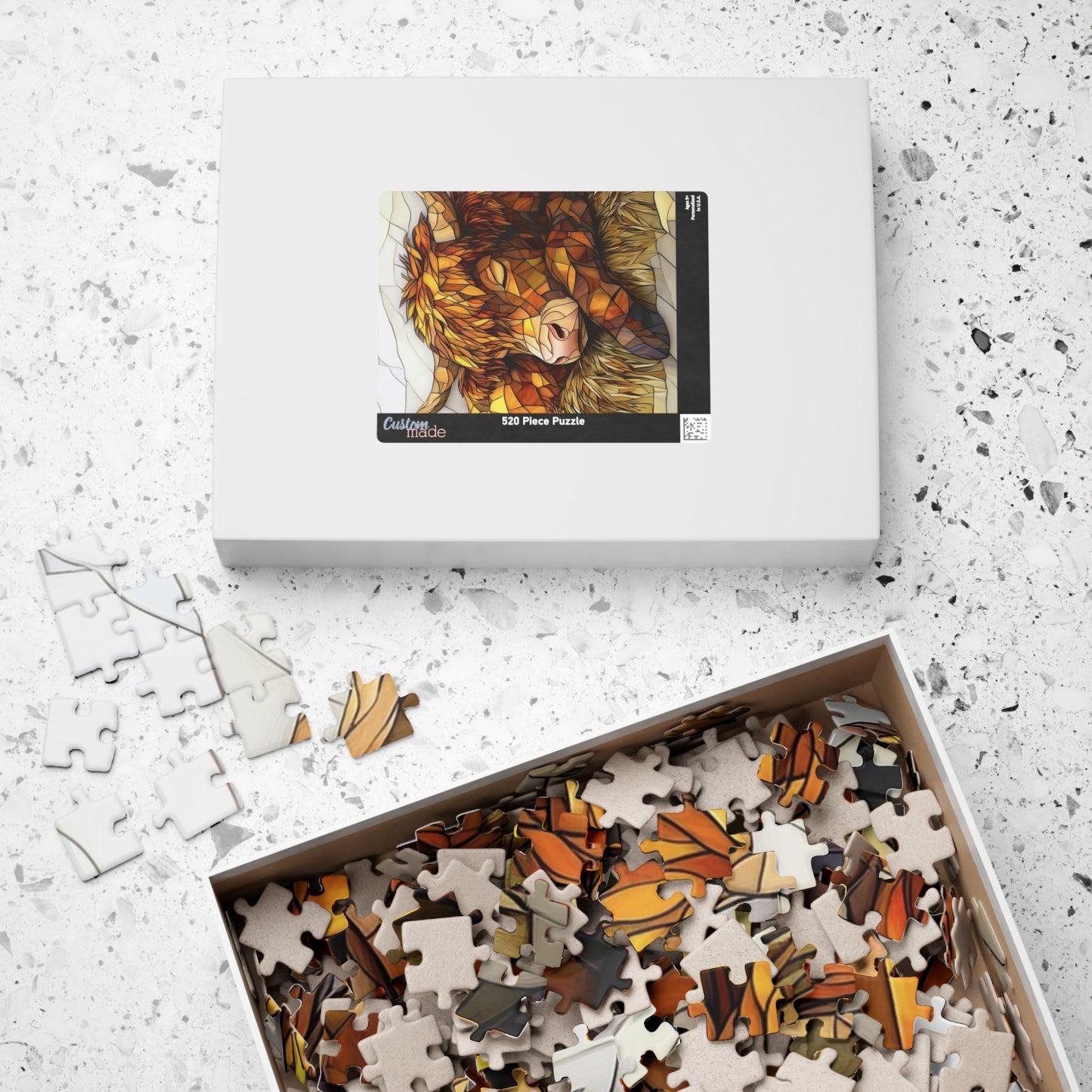 Colorful Stained Glass Highland Cow Puzzle | Relaxing Art Puzzle | Gift for Puzzle Lovers, Stress Relief, Cozy Nights