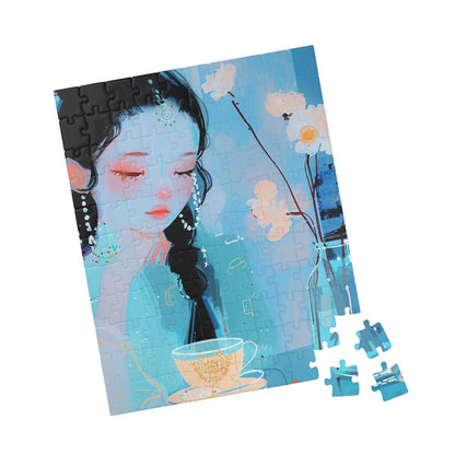 Artistic Puzzle Featuring Serene Teacup Design, Perfect Gift for Tea Lovers, Mindful Relaxation Activity Decor