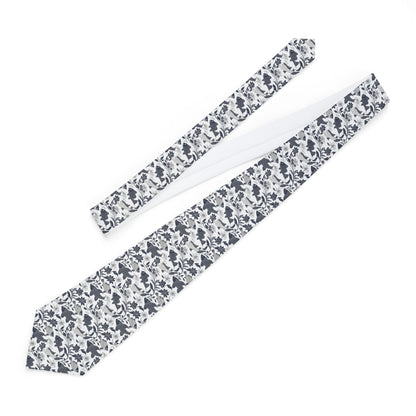 Necktie - Elegant Black and White Fish Pattern, Perfect for Wedding
