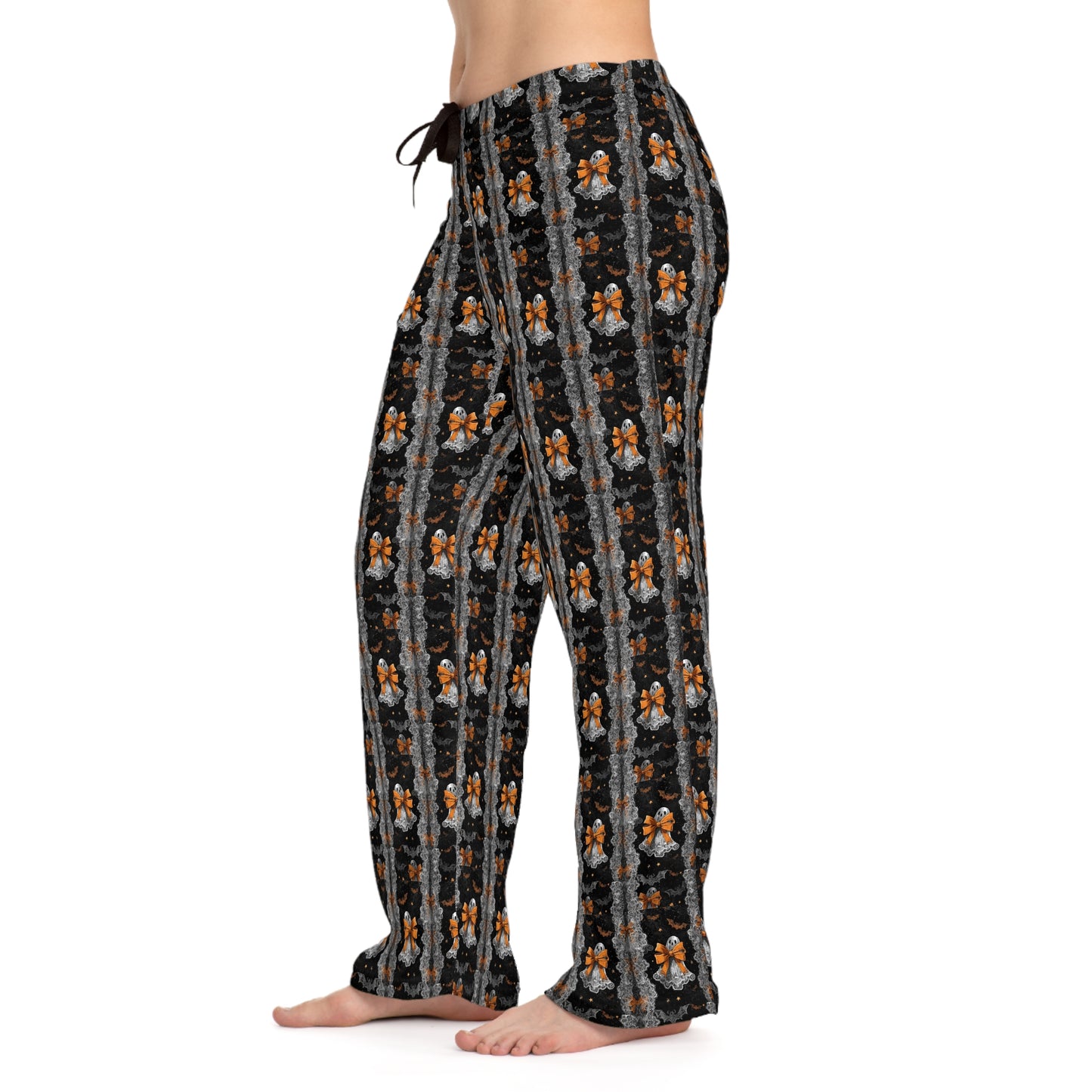 Cute Halloween Ghost Lace Paatern Women's Pajama Pants, Gifts for Her