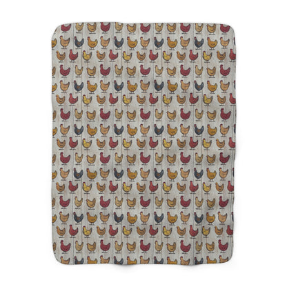 Cozy Chicken-Farm Sherpa Fleece Blanket | Farmhouse Decor, Gift for Cozy Nights, Chicken Lover's Gift, Indoor Comfort Throw