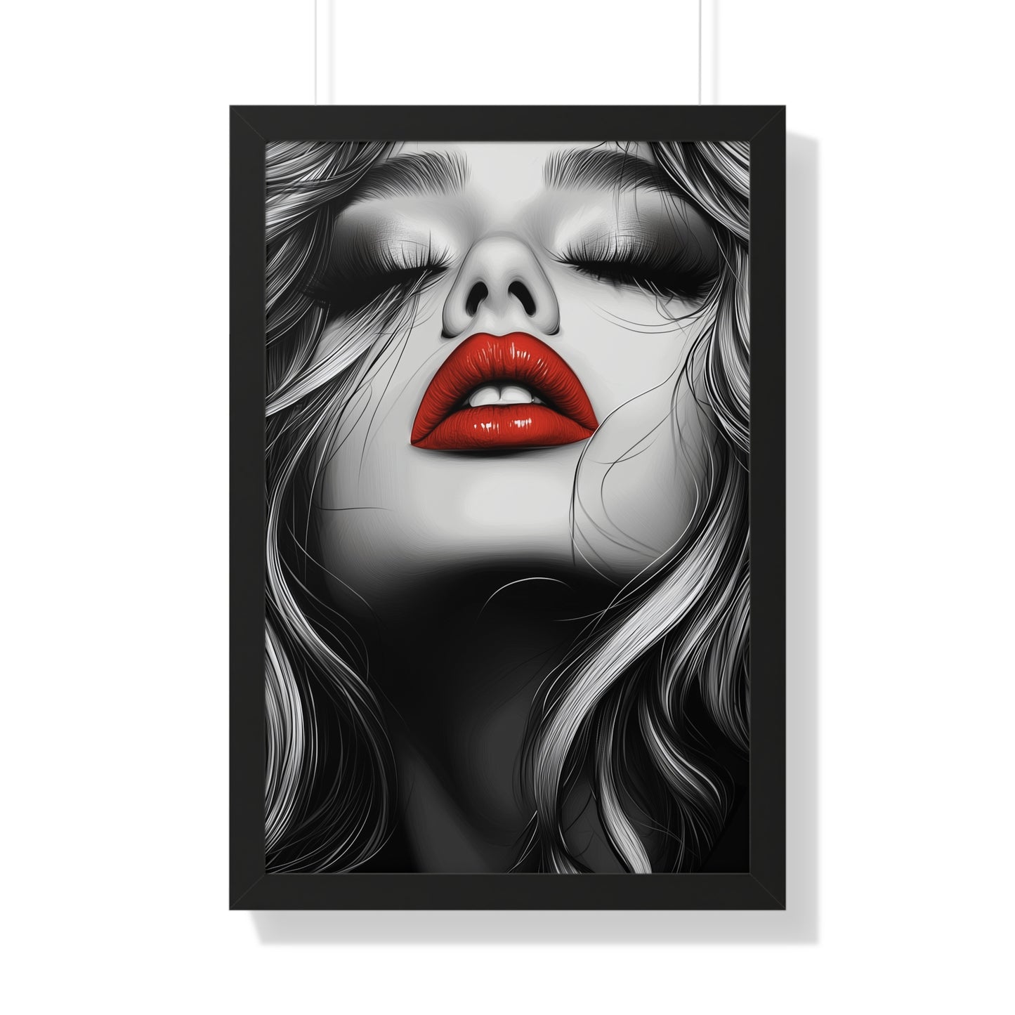 Black and White Fashion Poster | Sexy Blonde with Red Lips