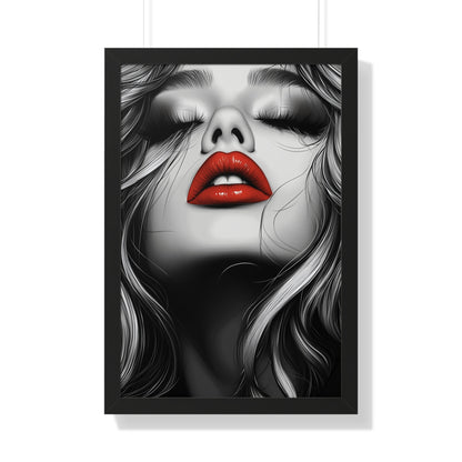 Black and White Fashion Poster | Sexy Blonde with Red Lips