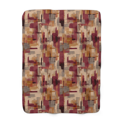 Cozy Abstract Sherpa Fleece Blanket, Warm Throw for Home Decor, Gift for Winter, Snuggle Blanket for Living Room, Rustic Style Blanket