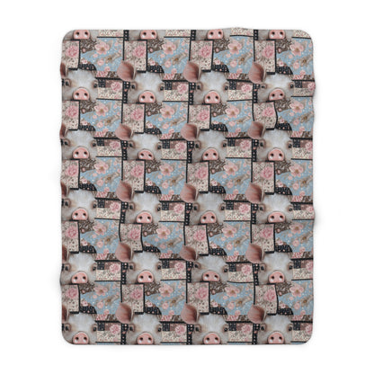 Cozy Farmhouse Sherpa Fleece Blanket, Pig Decor, Rustic Home Accents, Cozy Gift, Couch Throw Blanket, Farmhouse Decor, Animal Lover Gift