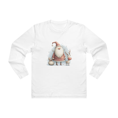 Santa & Reindeer Longsleeve Tee, Christmas Shirt, Holiday Gift, Men's Winter Apparel, Festive Long Sleeve