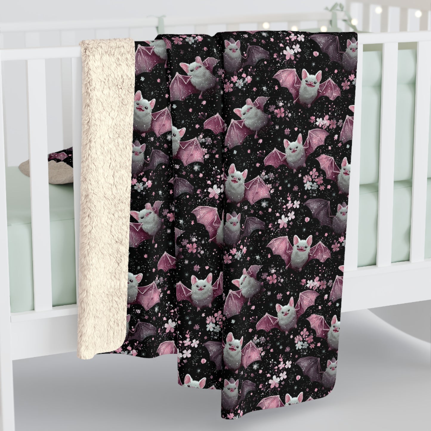 Sherpa Fleece Blanket - Pink Girl Grunge Halloween Bats