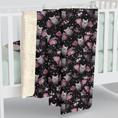 Sherpa Fleece Blanket - Pink Girl Grunge Halloween Bats