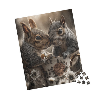 Puzzle 520-piece - 2 squirrels having tea in the garden
