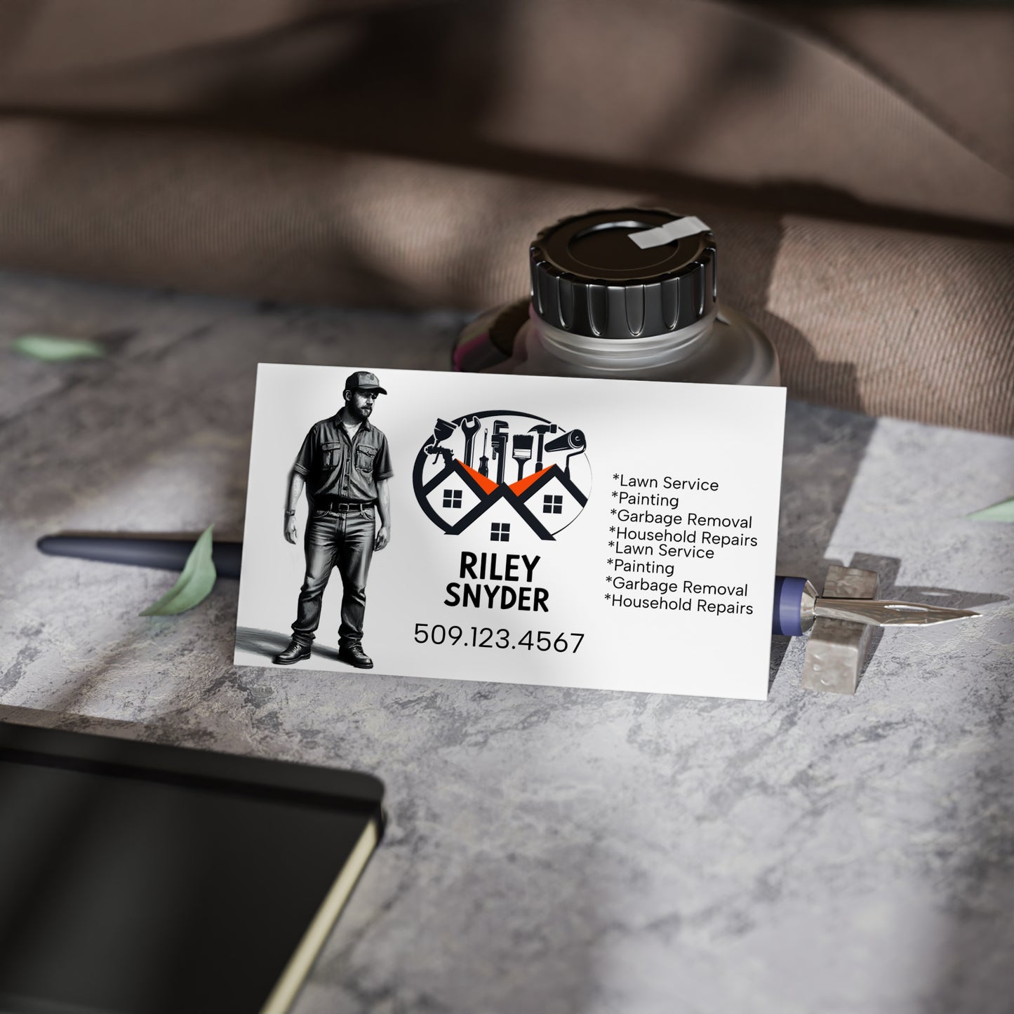 Business Cards for Contractors | Customizable Service Cards | Perfect for Lawn Care, Home Repairs, and Painting | Professional Networking