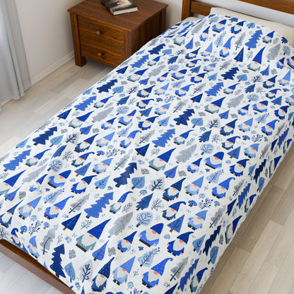 Cozy Winter Gnomes Velveteen Plush Blanket