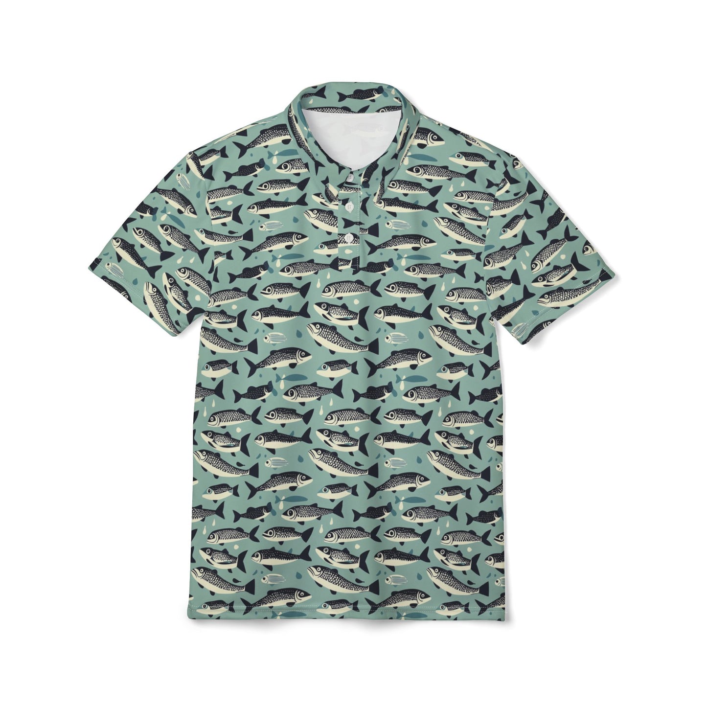Fish Pattern Unisex Polo Shirt, Stylish Fishing Shirt, Summer Casual Wear, Nautical Gift, Outdoor Adventure Apparel