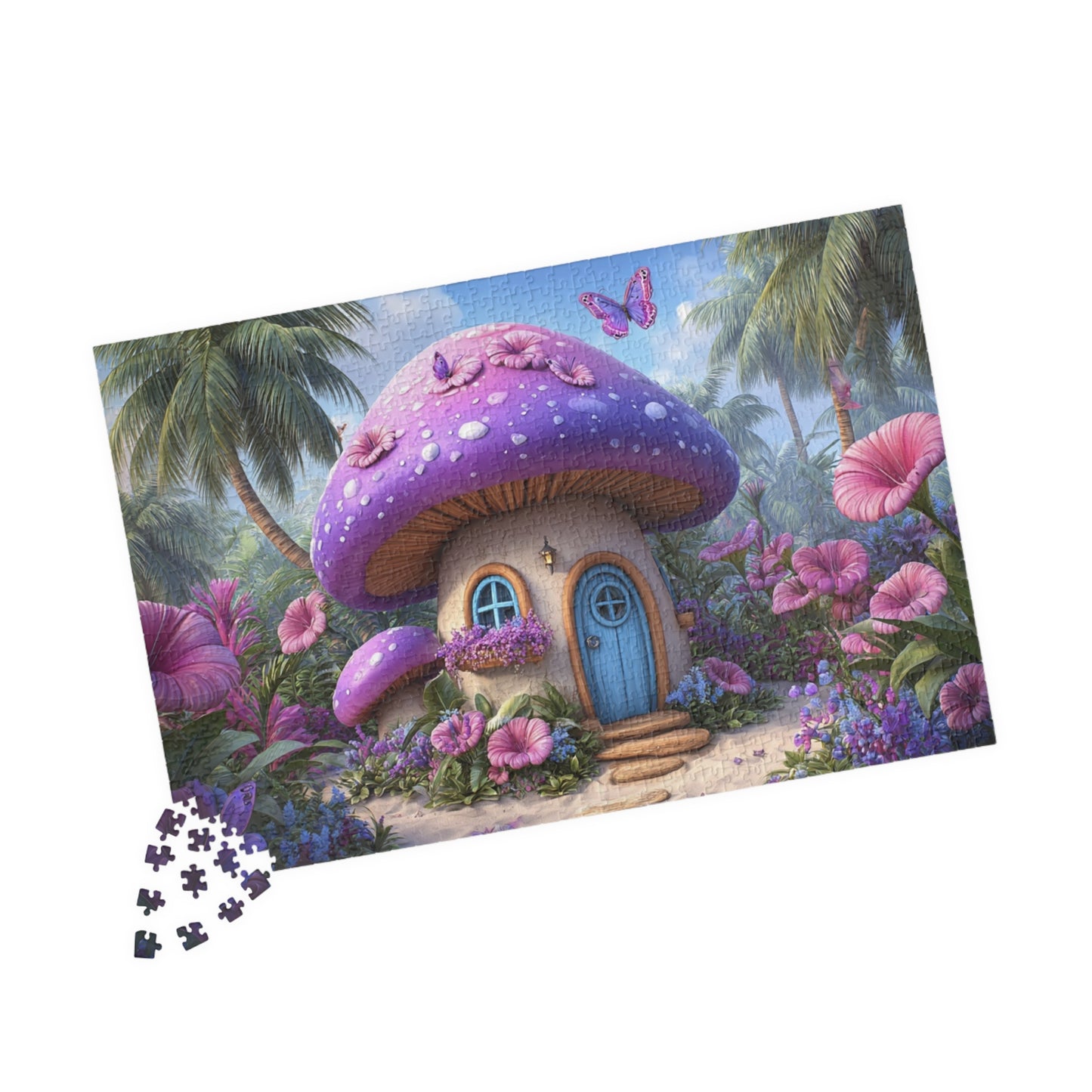 Whimsical Mushroom House Puzzle - 110, 252, 520, 1014-piece, Jigsaw Puzzle, Gift for Nature Lovers, Family Activity, Cozy Home Decor