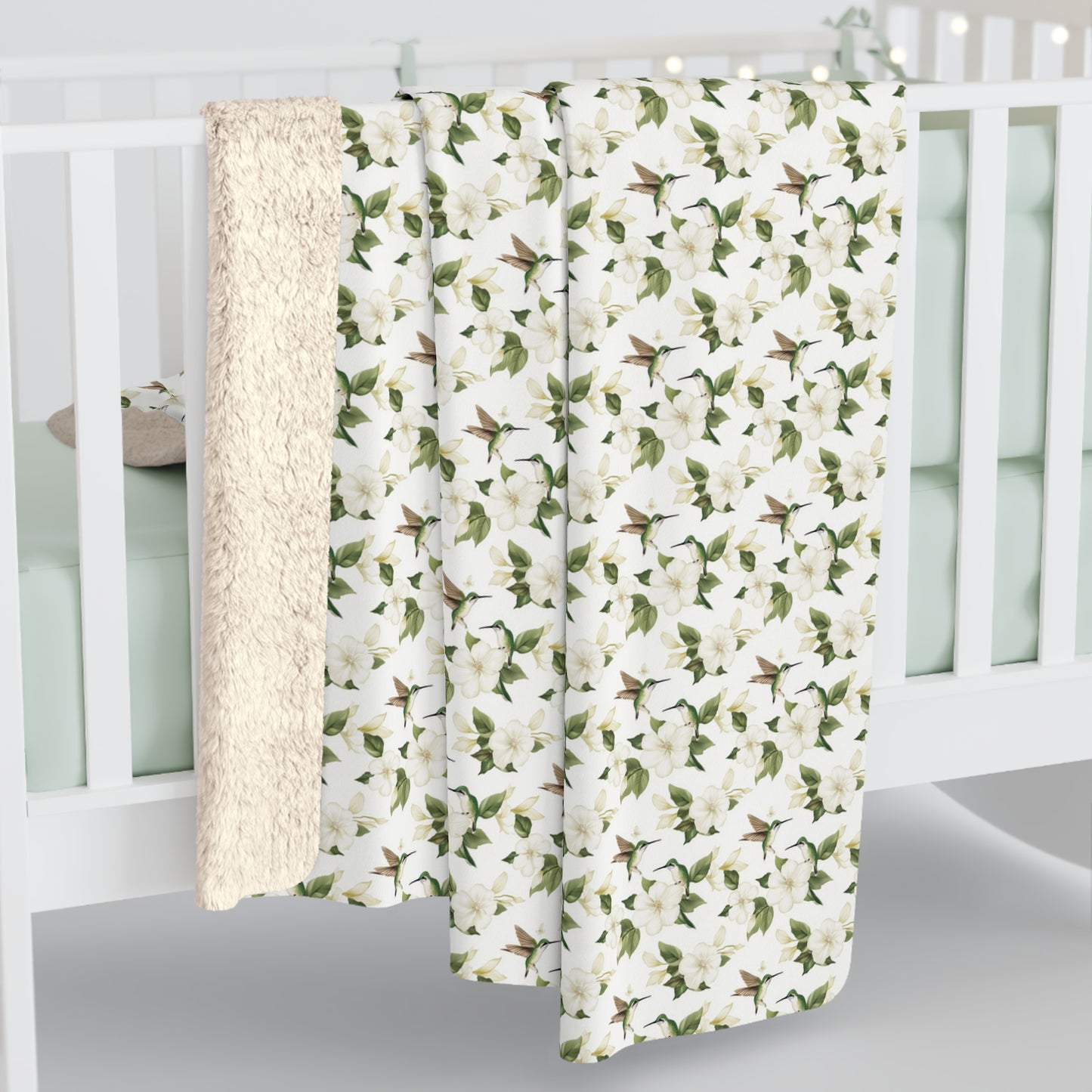 Sherpa Fleece Blanket - Garden Hummingbirds Wedding Throw