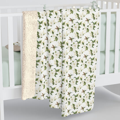 Sherpa Fleece Blanket - Garden Hummingbirds Wedding Throw